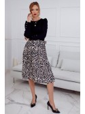 Pleated skirt with a belt, black and beige 3333 - Online store - Boutique